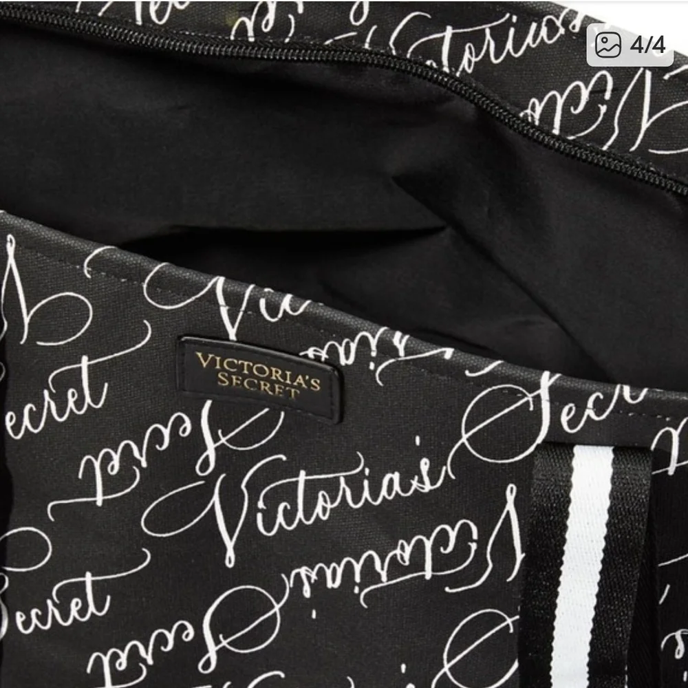 Victoria's Secret Black and White Script Tote - Picture 4 of 4